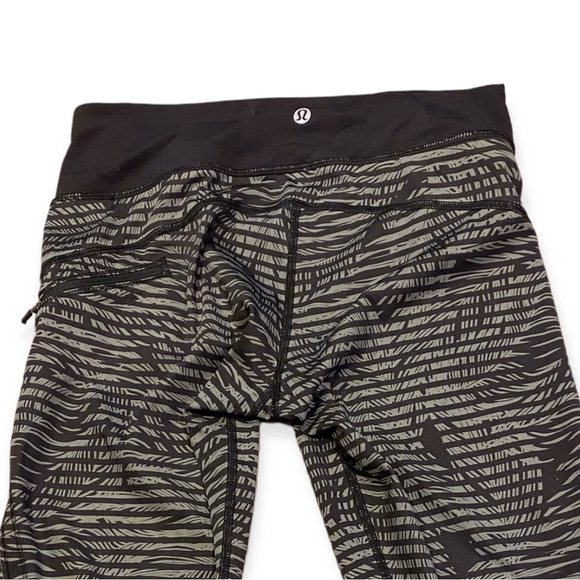 Lululemon Top Speed Cropped Leggings Black And Grey - Picture 6 of 10